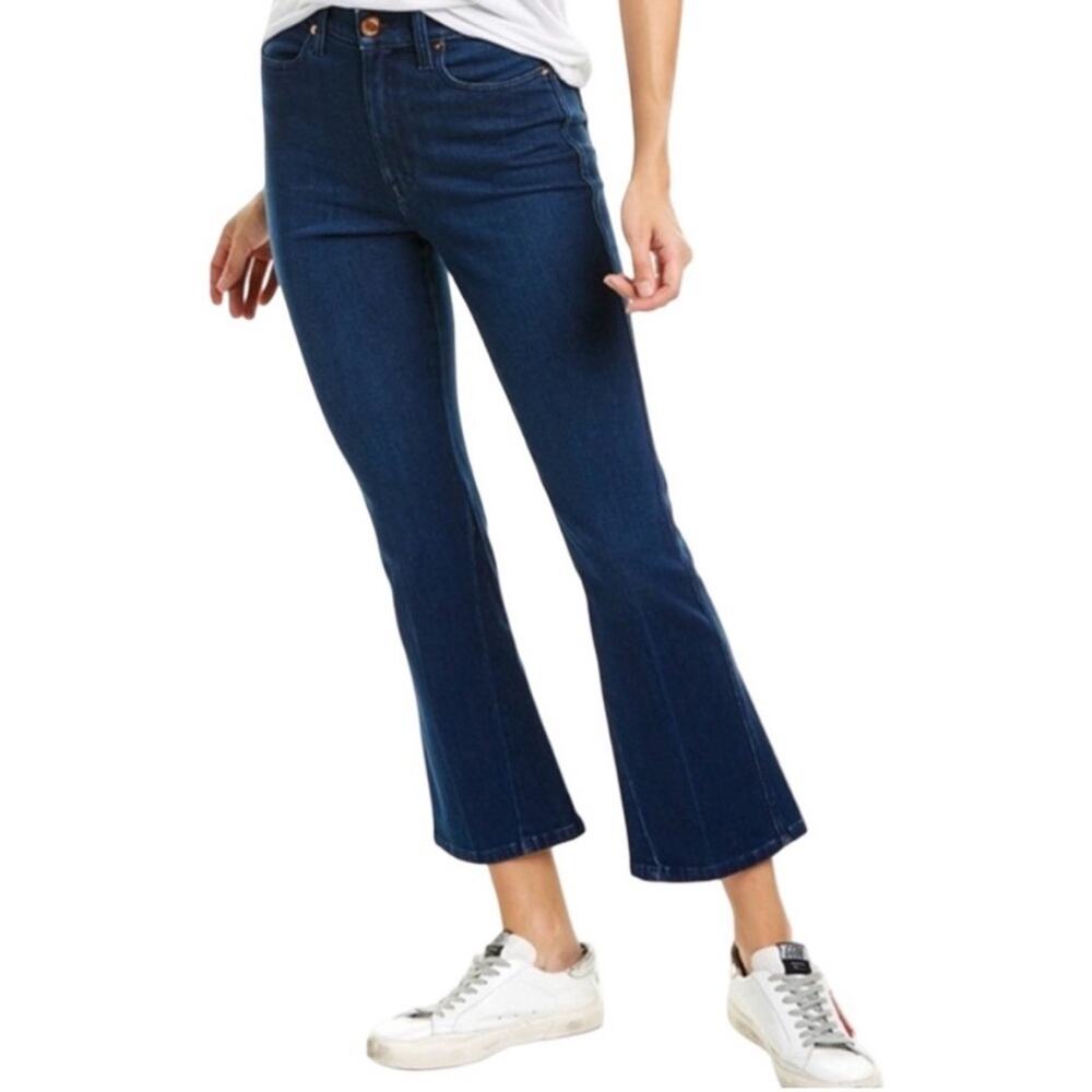 AYR The RSVP Kick Flare Dark Blue Cropped Flare Jeans 24 in The Falls